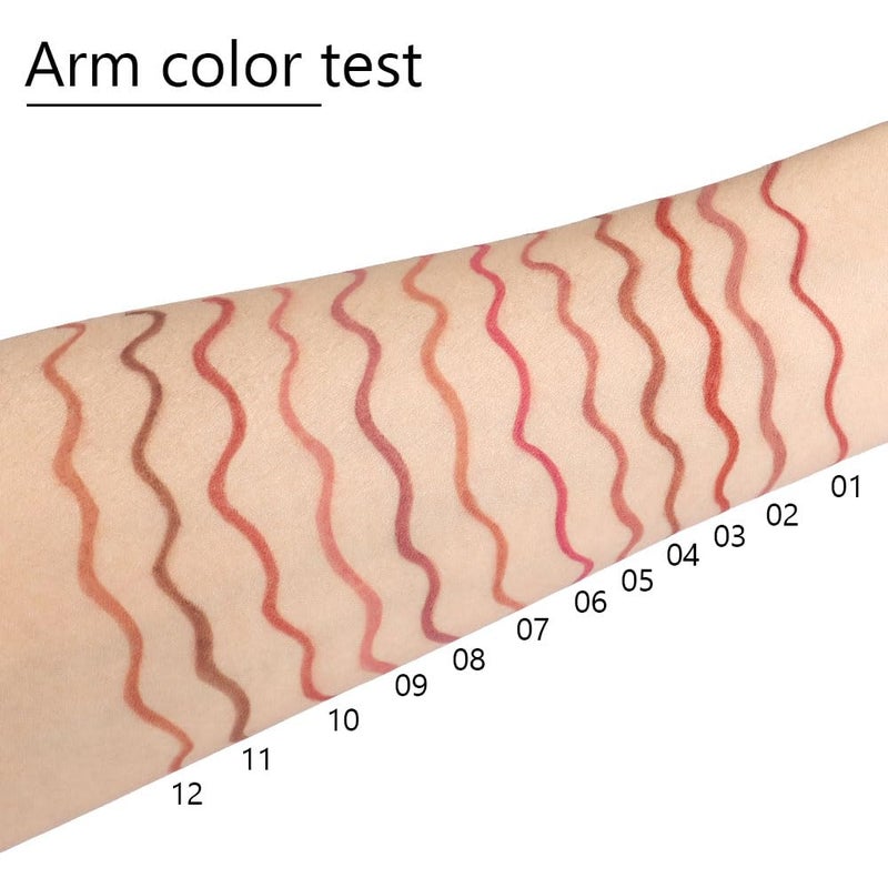 SUAKE 12 Pcs Natural Nude Brown Beige Colors Lip Liner Lipstick Pencils Set for Daily Makeup,Easy to Apply & Remove,Waterproof - Image 2