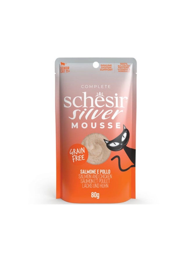 Schesir New Silver Mousse Senior Cat Salmon-Chicken 80g Pouch