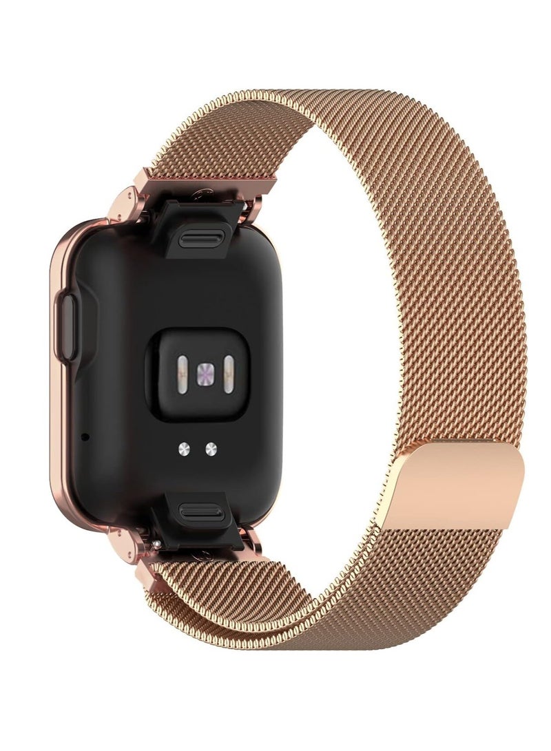 2 in 1 Stainless Steel Watch Band with Cover for Xiaomi Mi Watch mi Lite/Redmi Watch (Rose Gold), Unisex - Image 2