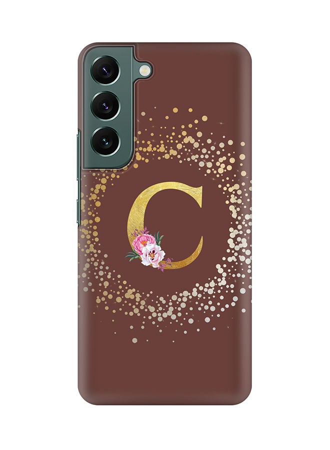 Stylizedd Monogram Slim Cover for Samsung Galaxy S22+ 5G Case Custom Initials Letter Floral Pattern Snap Series Mobile Cover Matte Alphabet  - C (Brown) - Image 1