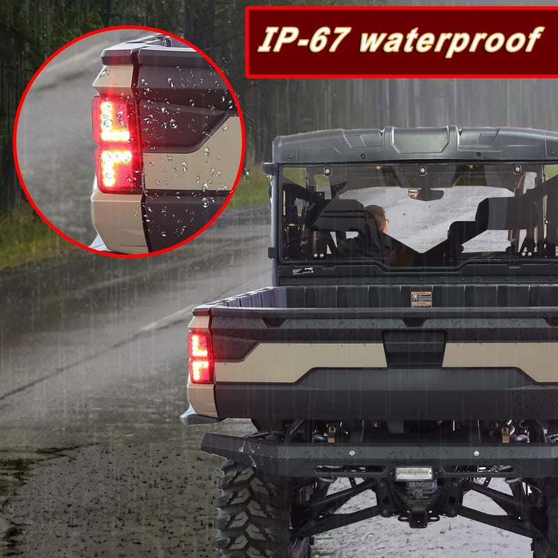 CPOWACE Ranger Smoked LED Tail Light Assembly, Black Rear Brake Lamp Left&Right Taillights Compatible with Polaris Ranger XP/1000/Crew 2018-2024,Replace 2413766 - Image 2