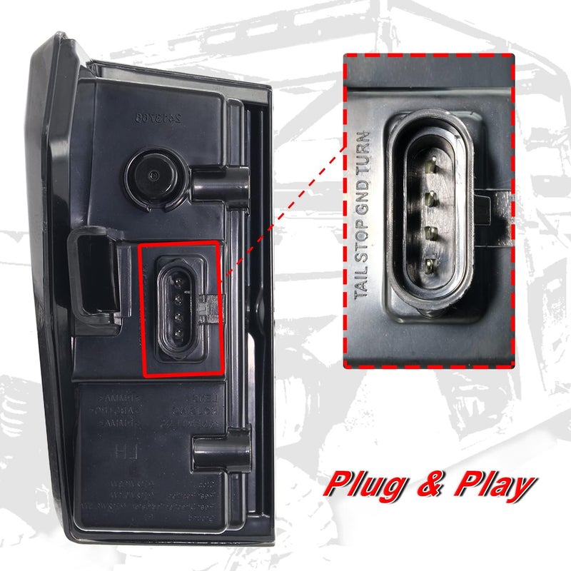 CPOWACE Ranger Smoked LED Tail Light Assembly, Black Rear Brake Lamp Left&Right Taillights Compatible with Polaris Ranger XP/1000/Crew 2018-2024,Replace 2413766 - Image 4