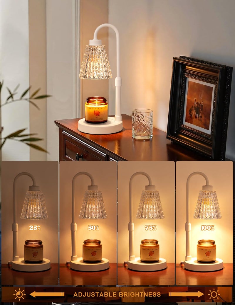 Innqoo White Crystal Candle Warmer Lamp with Timer, Dimmable Candle Warmer for Jar Candles, Height Adjustable Wax Melts Warmer, Birthday Gifts for Women Mom, House Warming Gifts New Home Decor - Image 2