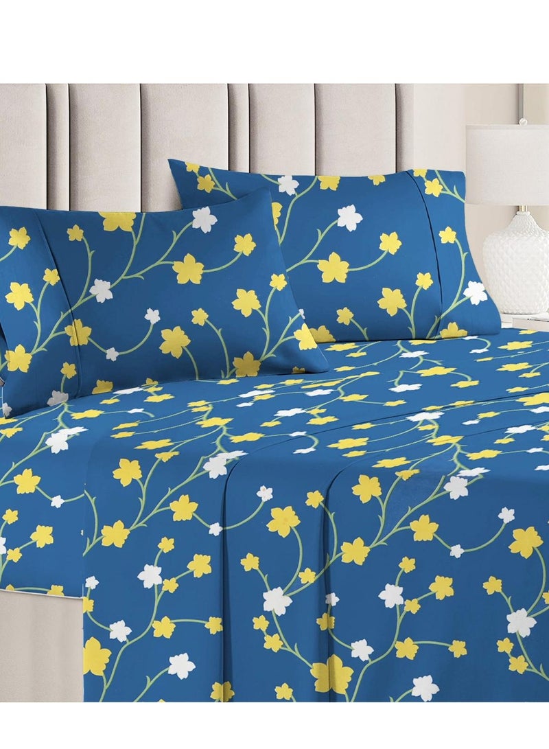 BSB BSB HOME® Glace Cotton 180 TC Big Flower Printed Single Bedsheets with 1 King Size Pillow Cover, (60 x 90 Inches, 4 x 6 Feet) 148 x 228, 43 x 68 cm  - Image 2