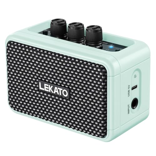 LEKATO Mini Guitar Amplifier, Dual Speakers 5W, Rechargeable Electric Guitar Amp Bluetooth with Clean Overdrive, 6H Working, Headphone Jack, Wireless Portable Small Amp for Practice, Traveling (Blue) - Image 1