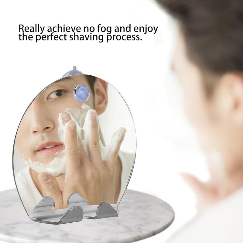 klarako Fogless Bathroom Shaving Mirror, Round Shape Fogless Shower Mirror With Razor Hook Anti Fog Bathroom Shaving Mirror Lightweight Portable Wall Hanging With Suction Shatterproof Mirror - Image 3