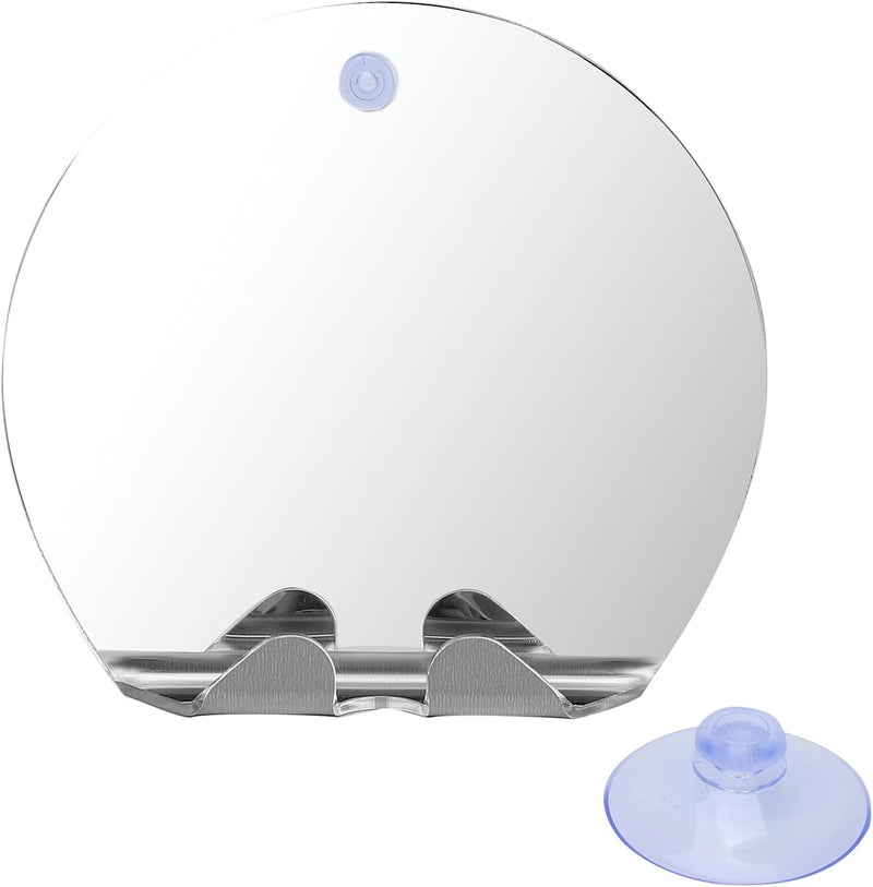 klarako Fogless Bathroom Shaving Mirror, Round Shape Fogless Shower Mirror With Razor Hook Anti Fog Bathroom Shaving Mirror Lightweight Portable Wall Hanging With Suction Shatterproof Mirror - Image 1