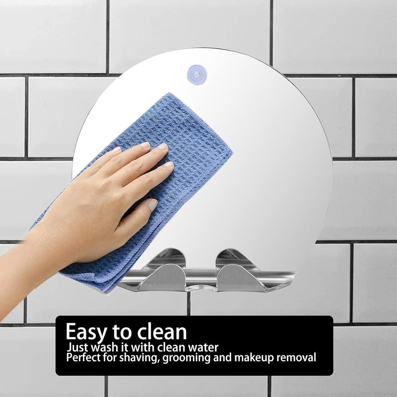 klarako Fogless Bathroom Shaving Mirror, Round Shape Fogless Shower Mirror With Razor Hook Anti Fog Bathroom Shaving Mirror Lightweight Portable Wall Hanging With Suction Shatterproof Mirror - Image 4