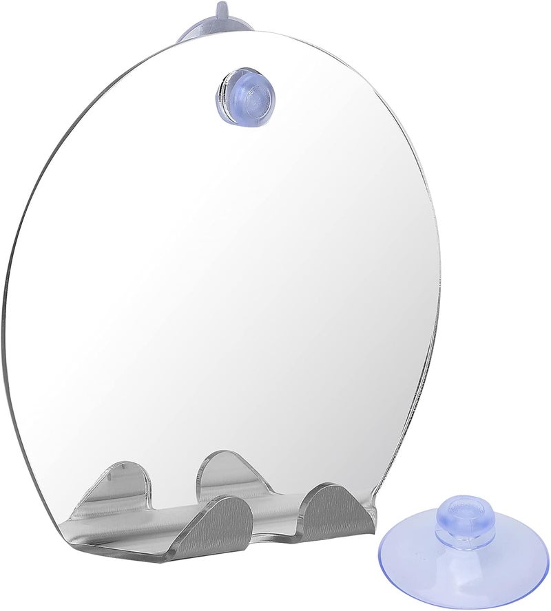 klarako Fogless Bathroom Shaving Mirror, Round Shape Fogless Shower Mirror With Razor Hook Anti Fog Bathroom Shaving Mirror Lightweight Portable Wall Hanging With Suction Shatterproof Mirror - Image 2