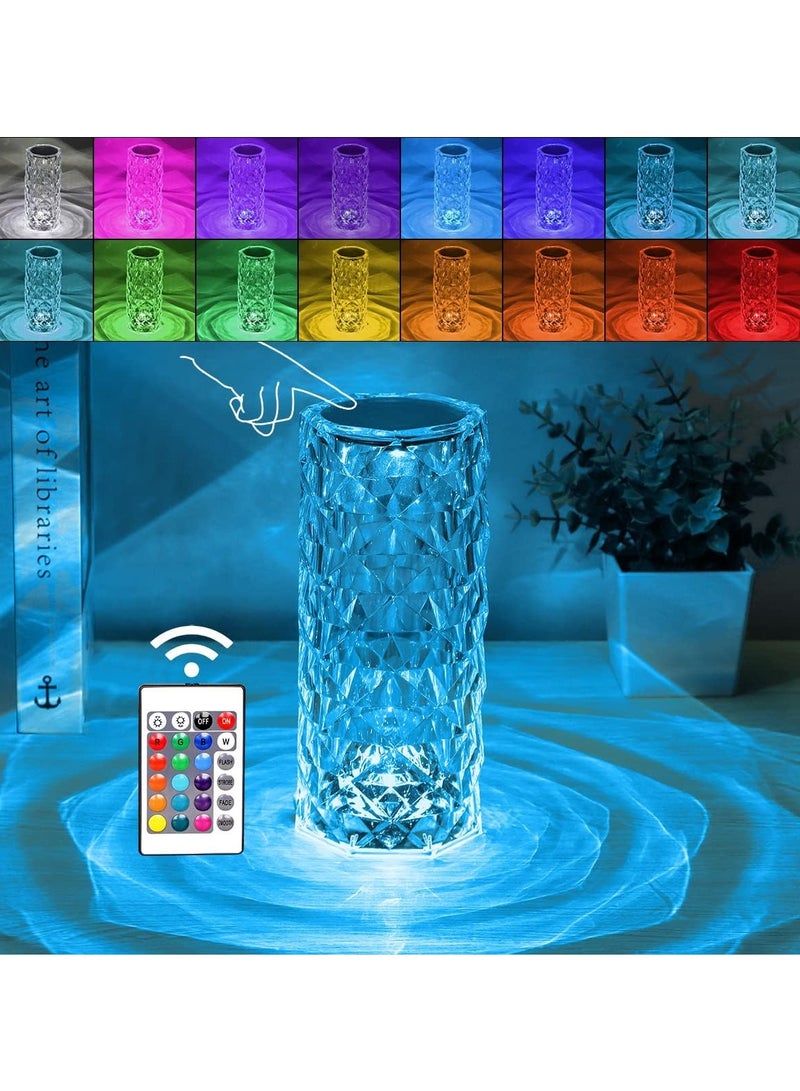 Crystal Lamp RGB Color Changing Night Light Table Lamp,16 Colors &4 Modes Romantic Rose Diamond Home Decor Touch Crystal Table Lamp，USB Bedside Lamp for Bedroom Living Room for Kids - Image 1