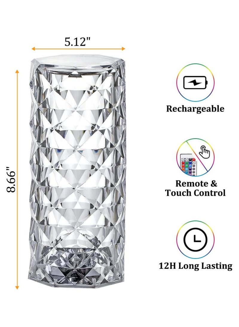 Crystal Lamp RGB Color Changing Night Light Table Lamp,16 Colors &4 Modes Romantic Rose Diamond Home Decor Touch Crystal Table Lamp，USB Bedside Lamp for Bedroom Living Room for Kids - Image 5