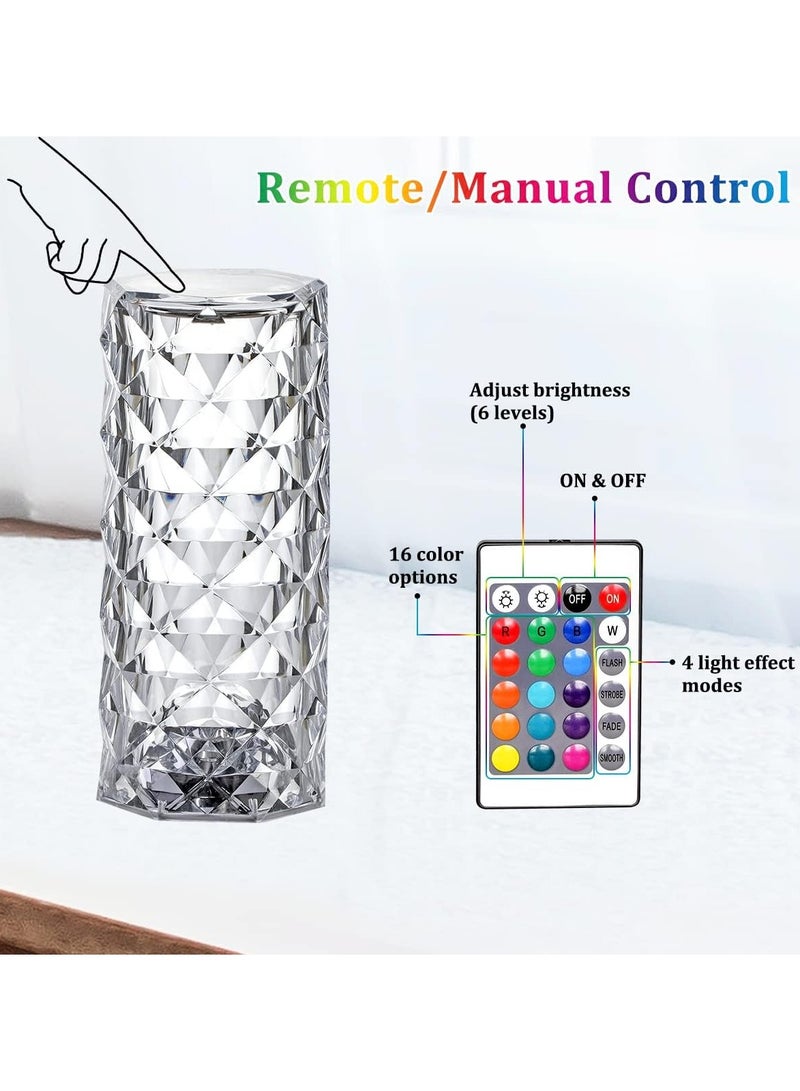 Crystal Lamp RGB Color Changing Night Light Table Lamp,16 Colors &4 Modes Romantic Rose Diamond Home Decor Touch Crystal Table Lamp，USB Bedside Lamp for Bedroom Living Room for Kids - Image 3