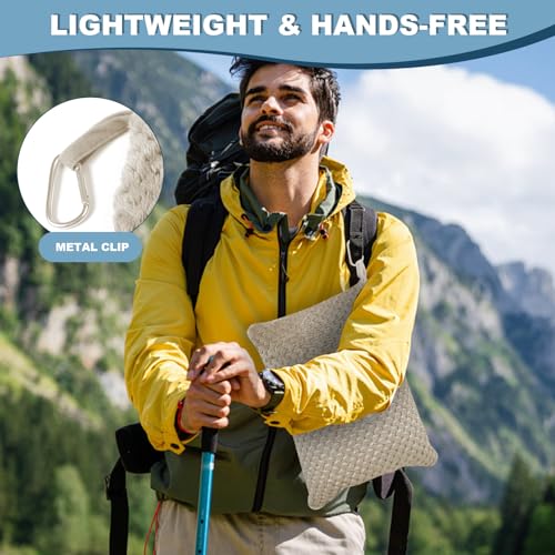 Nenolix Travel Blanket Airplane Compact with Bag, Travel Essentials 3 in 1 Packable Airplane Blanket, Travel Pillow and Blanket Set, Inflatable Pillow, Luggage Sleeve & Backpack Clip (Camel) - Image 5