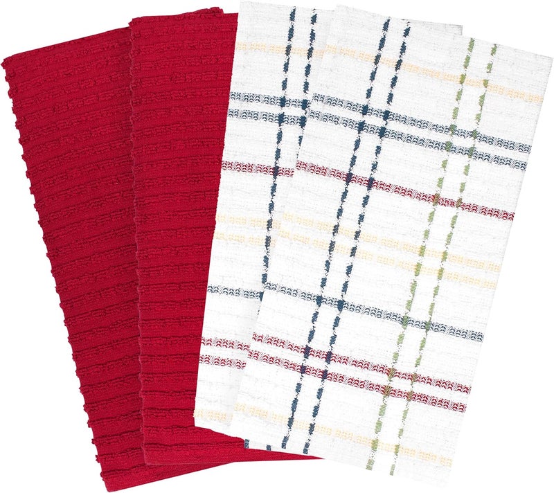 Ritz Royale Collection 100% Combed Terry Cotton Kitchen Towels, Highly Absorbent Dish Towels, Set of 4, 34 x 30.5 cm, Plain, Paprika - Image 2