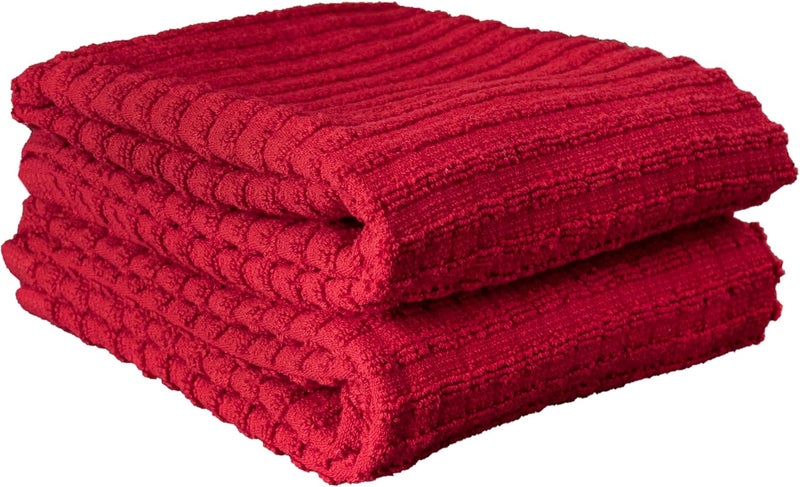 Ritz Royale Collection 100% Combed Terry Cotton Kitchen Towels, Highly Absorbent Dish Towels, Set of 4, 34 x 30.5 cm, Plain, Paprika - Image 5