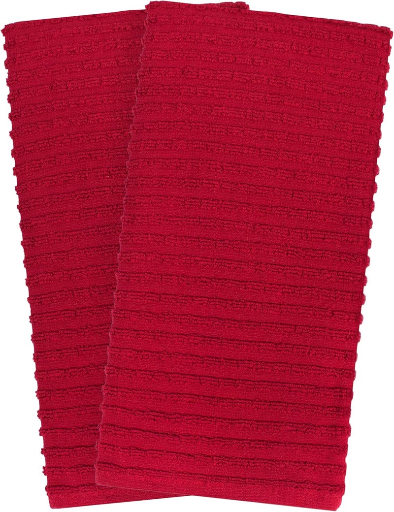 Ritz Royale Collection 100% Combed Terry Cotton Kitchen Towels, Highly Absorbent Dish Towels, Set of 4, 34 x 30.5 cm, Plain, Paprika - Image 3
