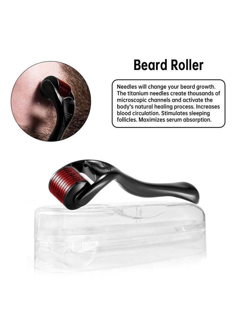 Yinikiz Men's beard corrector beauty set, beard growth kit, containing beard growth oil, beard roller, beard cream, comb, beard shaver, storage bag and instruction manual, perfect gift creativity for men - Image 4