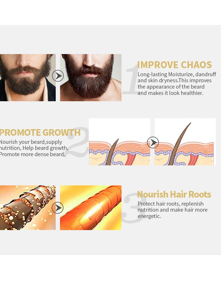 Yinikiz Men's beard corrector beauty set, beard growth kit, containing beard growth oil, beard roller, beard cream, comb, beard shaver, storage bag and instruction manual, perfect gift creativity for men - Image 5
