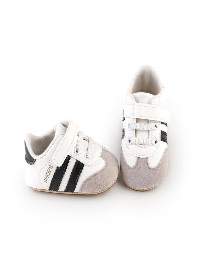 TsQiiane Newbron Baby Boys Girls Retro Sneakers Pu Leather Rubber Sole Walking Shoes Toddler Non-slip First Walkers Infant Slippers Crib Shoes(6193/black 2) - Image 4