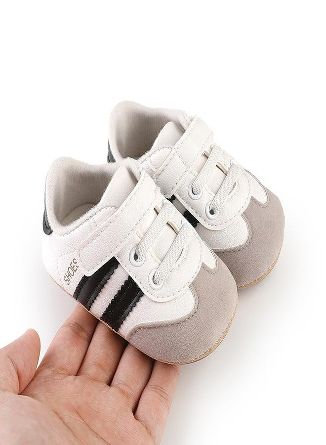 TsQiiane Newbron Baby Boys Girls Retro Sneakers Pu Leather Rubber Sole Walking Shoes Toddler Non-slip First Walkers Infant Slippers Crib Shoes(6193/black 2) - Image 5