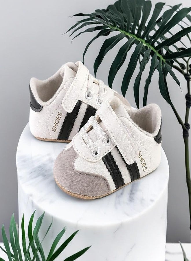 TsQiiane Newbron Baby Boys Girls Retro Sneakers Pu Leather Rubber Sole Walking Shoes Toddler Non-slip First Walkers Infant Slippers Crib Shoes(6193/black 2) - Image 3