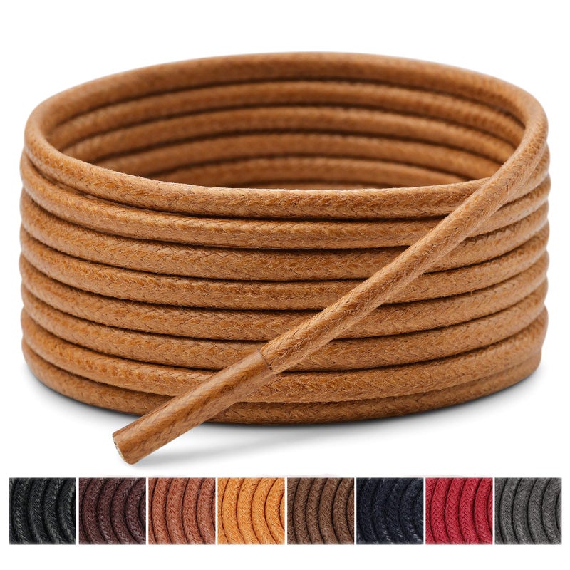 Handshop 3 Pairs Dress Shoe Laces for Men Replacement Shoelaces for Dress Shoes Waxed Round Shoe Strings for Womens Oxford Shoes and ChukkaTan 354 - Image 2