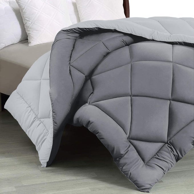 SUMMER COLLECTION 300 GSM PREMIUM WINTER RAZZAI DUVET QUILT BLANKET REVERSIBLE AC COMFORTER BED SIZE SINGLE BED ASH GREY AND PEAR LGREY 60X90 INCHES