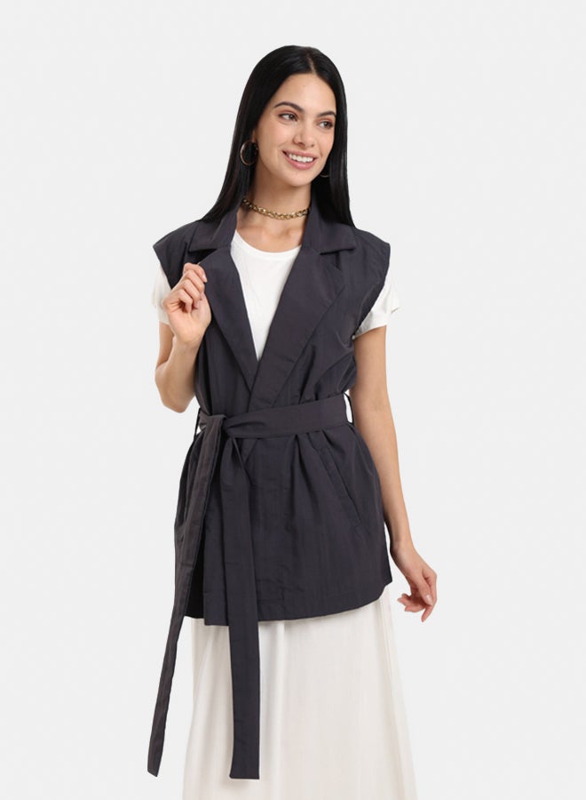 Clue Dark Grey Notch Collar Vest - Image 1