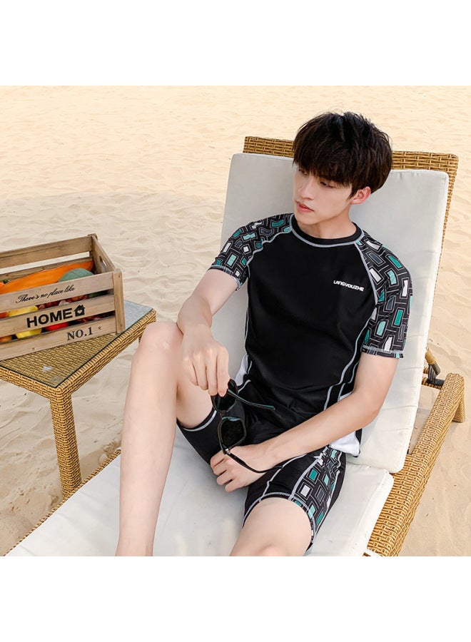 New And Korean Couple Long Sleeve Shorts Split Two-piece Parent-child Suit Boys' And Girls' Surf Suit Swimwear For Women