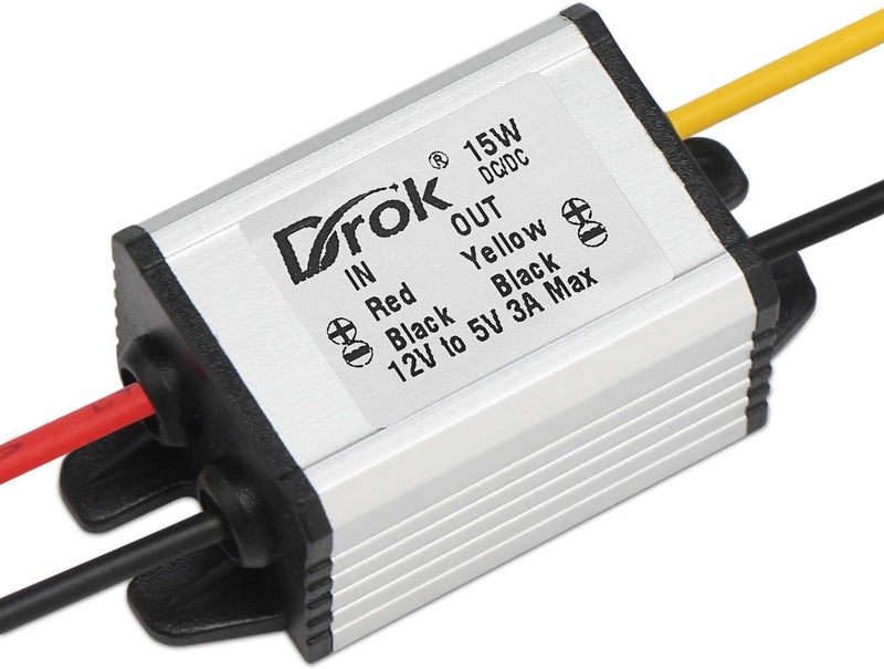 DROK 12v to 5v Converter Waterproof Pack of 2, 8-35V to 5V Buck Converter and 8-22V to 3-15V Adjustable Step Down Converter - Image 2