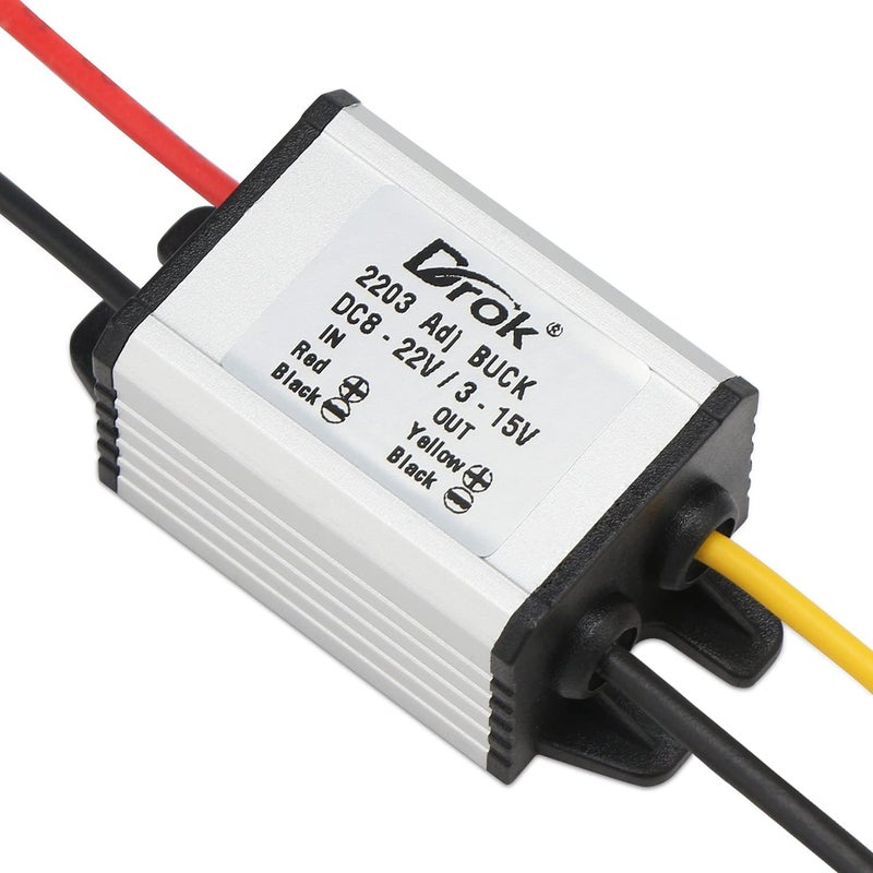 DROK 12v to 5v Converter Waterproof Pack of 2, 8-35V to 5V Buck Converter and 8-22V to 3-15V Adjustable Step Down Converter - Image 5