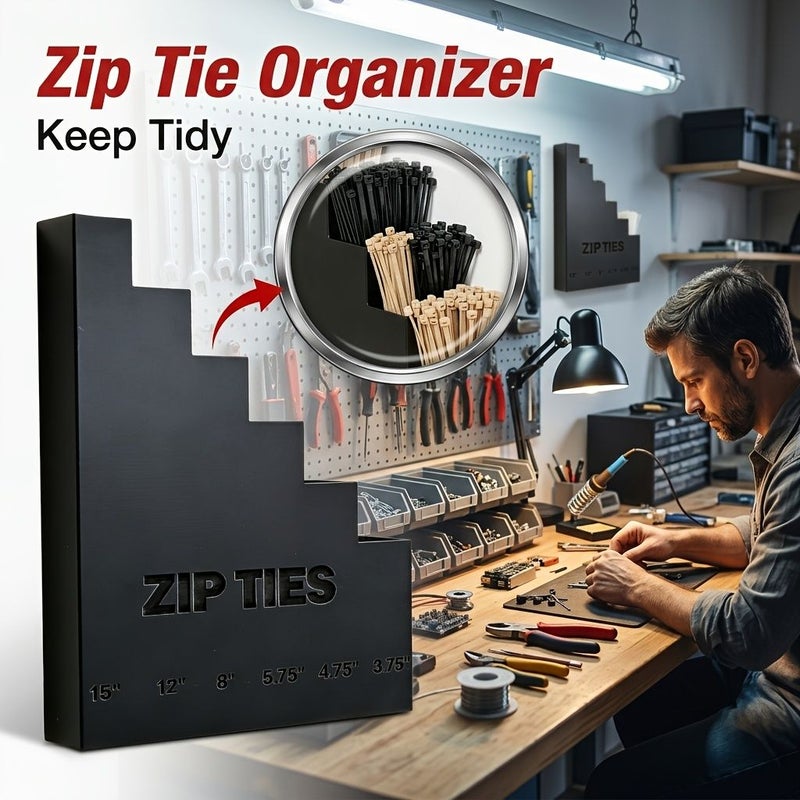 1pc White Wall Mounted Tool Holder Cable Tie Organizer Multi Layer Hook Style Workshop Utility Rack - Image 2