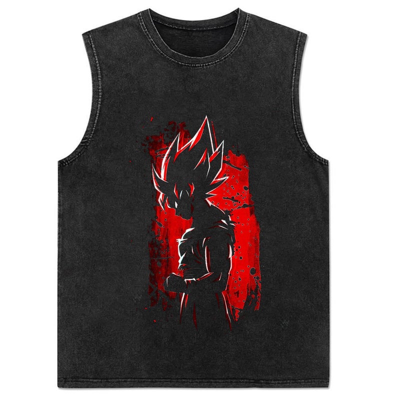New Summer Cotton Anime Print Mens Tank Top 13 Vintage Black