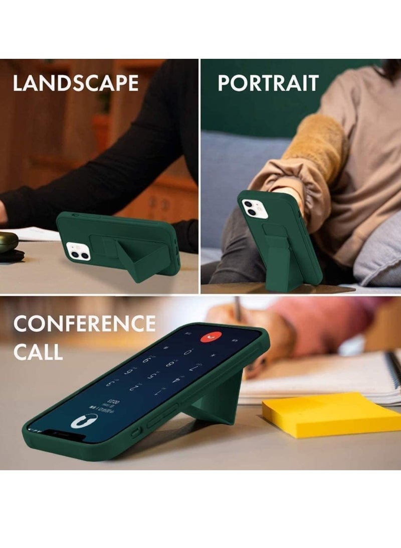 ELTRAZONE Green Magnetic Car Mount Case for iPhone 16 – Premium Silicone Kickstand with Hand Strap - Image 3