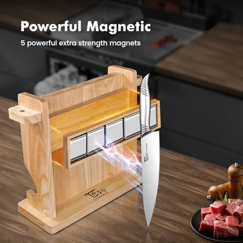 SYOKAMI Japanese Knives Set for Kitchen, Magnetic Knife Set with Block and Sharpener, Stainless Steel Knife Set as Gift for Couple, Wedding, Women or Mom with Gift Box, 14 PCS Black Dot - Image 2