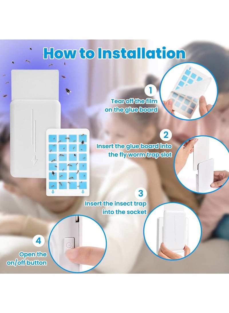 Plug-in Mosquito Killer, Indoor Flying Insect Trap for Flies, Fruit Flies, Gnats, UV Attractant Catcher & with Adjustable Brightness Night Light, 2 Device + 10 Pcs Cards (White) - pzsku/Z5304E46508CD21A454C7Z/45/_/1736415200/ce0f6e5f-26d4-44e7-aafb-b39b612a7dbf