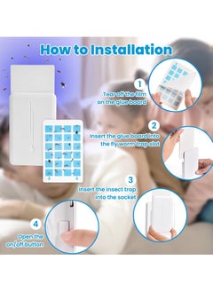 Yakiter Plug-in Mosquito Killer, Indoor Flying Insect Trap for Flies, Fruit Flies, Gnats, UV Attractant Catcher & with Adjustable Brightness Night Light, 2 Device + 10 Pcs Cards (White)  - Image 2