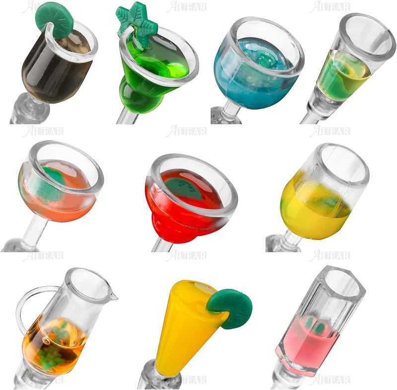 AUEAR , 10 Pack Swizzle Sticks Acrylic Colorful Cocktail Drink Stirrer Clear Shafts for Bars Cafes Restaurants Home Use - Image 3