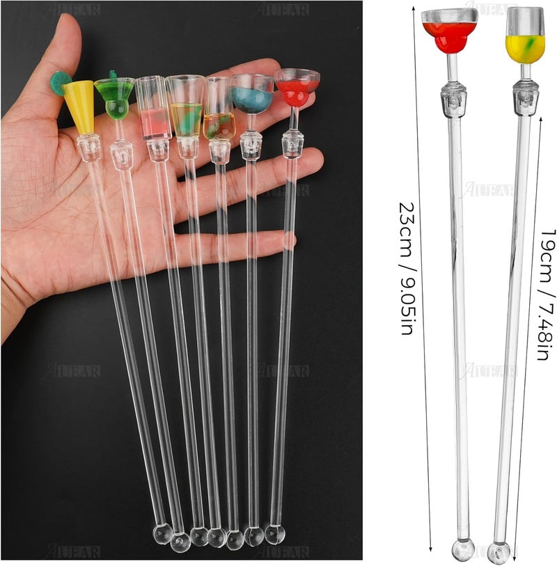 AUEAR , 10 Pack Swizzle Sticks Acrylic Colorful Cocktail Drink Stirrer Clear Shafts for Bars Cafes Restaurants Home Use - Image 2