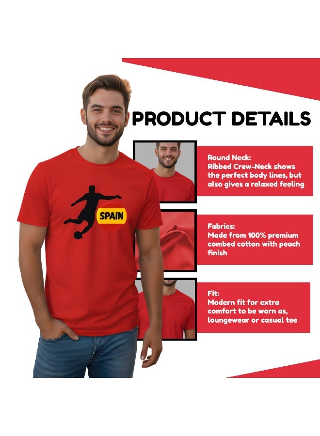 PRINTSHOP4ME Spain Unisex Adult T-Shirt - Short Sleeve Round Neck Cotton Tshirt for Men and Women - Soft and Comfortable - Gift for Football Fans - Image 5