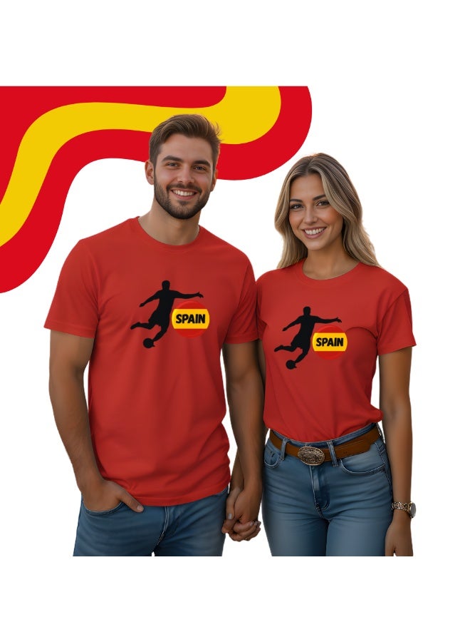 PRINTSHOP4ME Spain Unisex Adult T-Shirt - Short Sleeve Round Neck Cotton Tshirt for Men and Women - Soft and Comfortable - Gift for Football Fans - Image 2