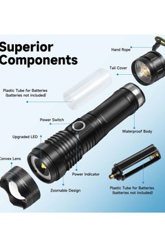 ULHYC Rechargeable LED Flashlights, Super Bright Zoomable Flashlight with 5 Modes, Adjustable High Lumens IP53 Waterproof Torch Light, Handheld Light with 26650 Battery Camping Outdoor Emergency  - Image 5