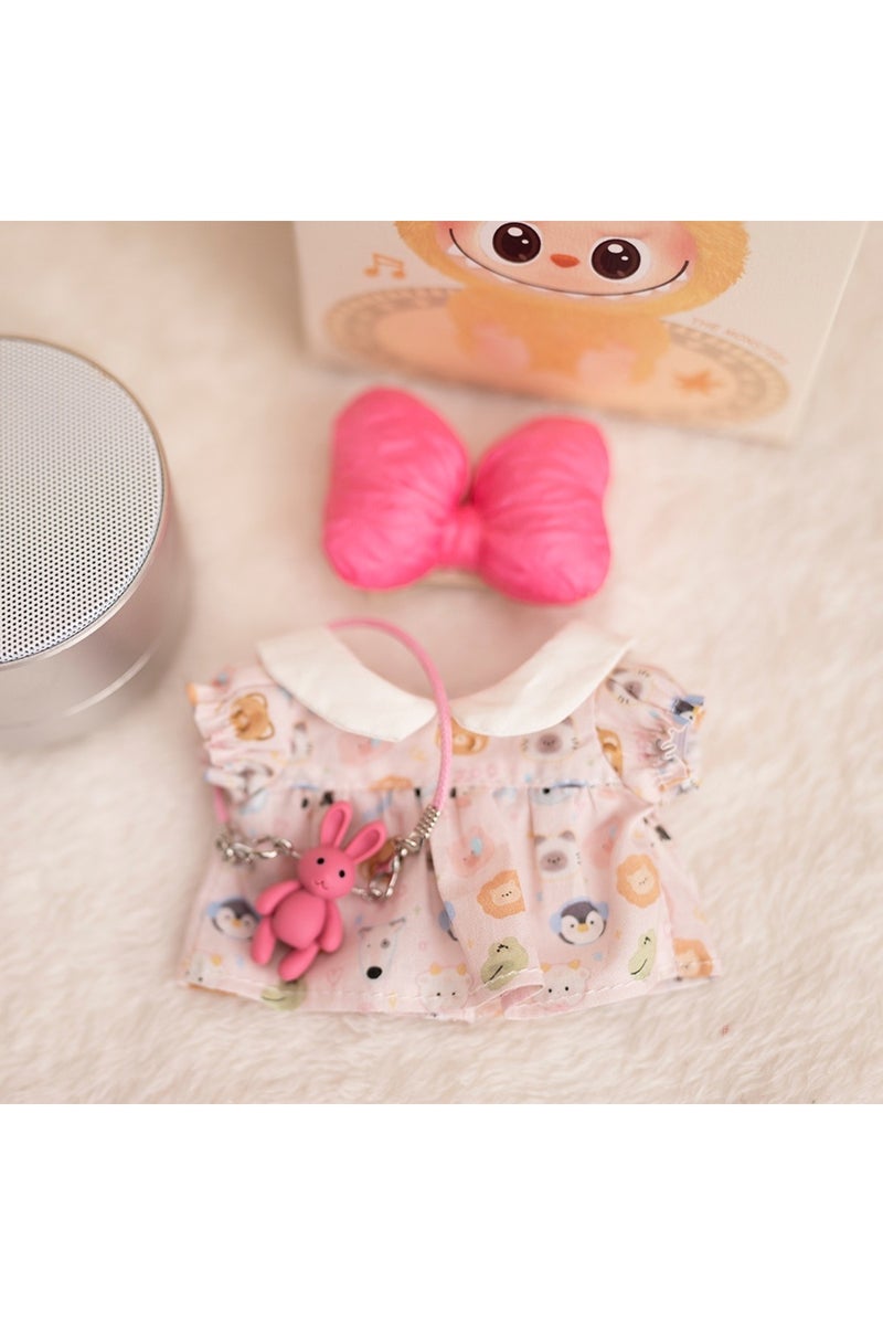 يناسب دمية لابوبو مقاس 17 سم، معطف أطفال لابوبو مقاس 17 سم، أفرول ملون بنقشة مربعات، دمية لابوبو قطيفة