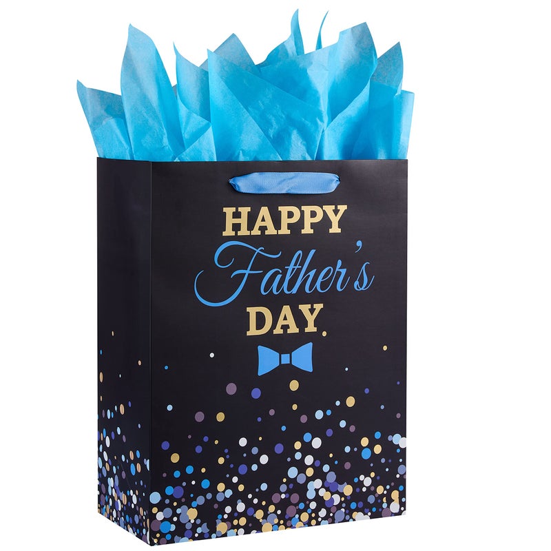 SUNCOLOR 13 Large Fathers Day Gift Bag With Tissue PaperHAPPY FATHERS DAY