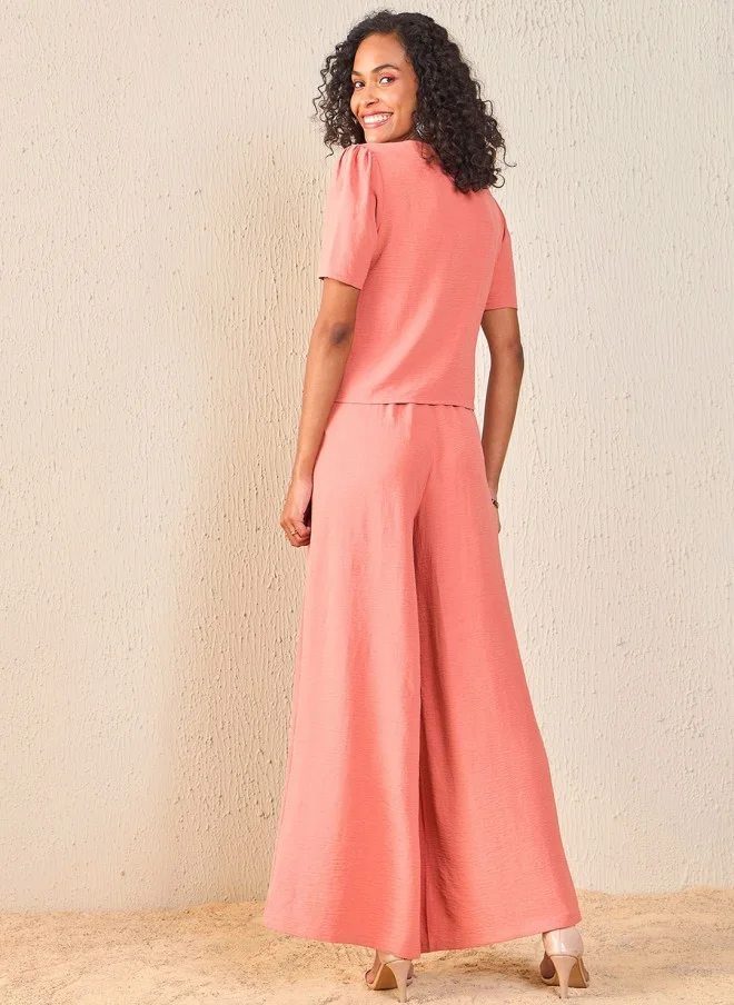 SASSAFRAS V-Neck Top & Palazzo Set for Women