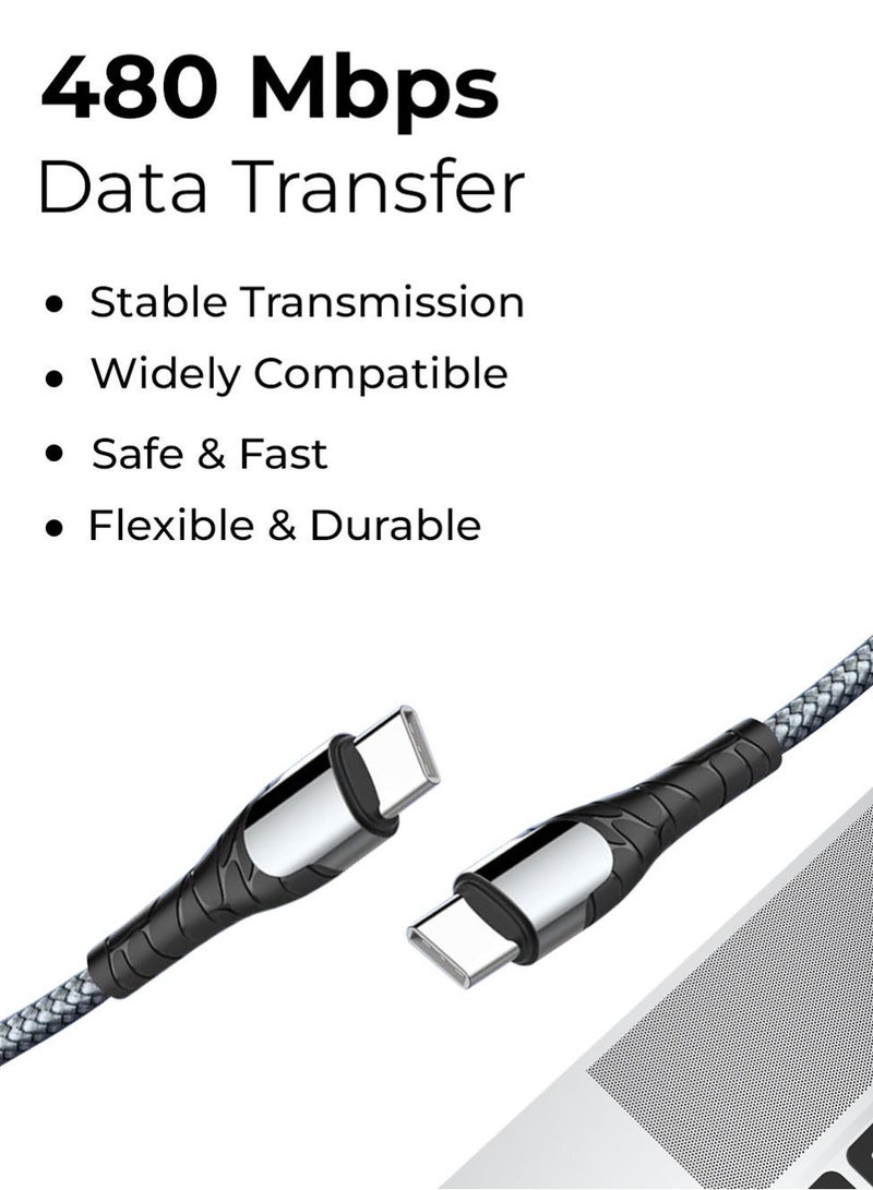 جلاسولوجي 30W GaN Fast Charging Adapter Dual USB‑C & USB‑A Ports with 65W USB‑C to C PD Cable 1M Fast Charging Cord Bundle, Power Delivery Wall Charger - Image 4