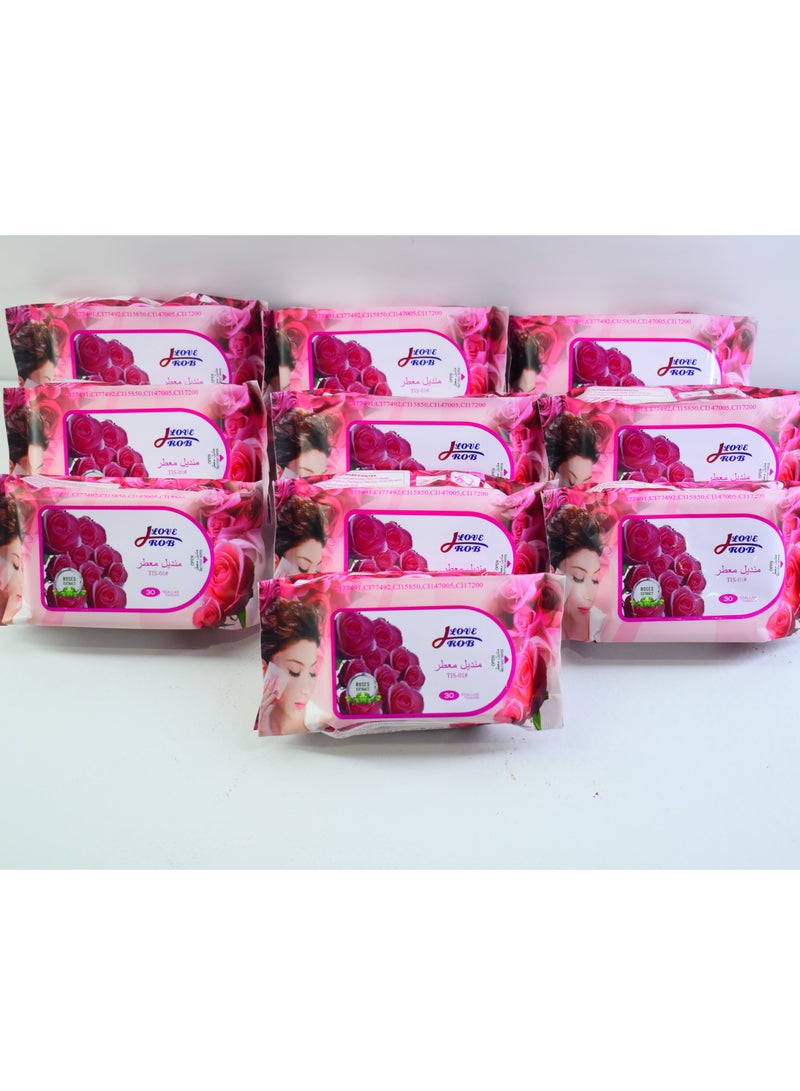 10 Pieces Loverob Facial Wipes With Rose Smell - Image 1