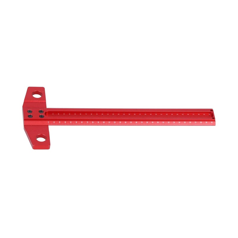 LiebeWH T Ruler T Type Square Ruler Aluminum Alloy Right Angle Scribe Marking Gauge for Woodworking Glass with 1mm Accuracy Scales Clear Red Anodized (300mm) - Image 5