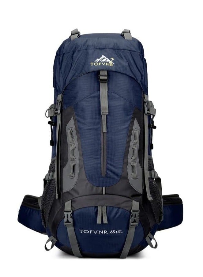 تراسل حقيبة ظهر للتخييم والمشي لمسافات طويلة سعة 70 لتر، حقيبة ظهر رياضية خارجية للسفر في الهواء الطلق قابلة للطي وخفيفة الوزن ومقاومة للماء حقيبة نهارية كبيرة السعة للمشي لمسافات طويلة والتخييم وركوب الدراجات والتسلق والسفر - Image 1