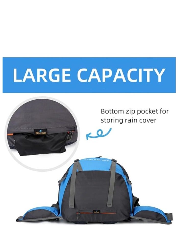 تراسل حقيبة ظهر للتخييم والمشي لمسافات طويلة سعة 70 لتر، حقيبة ظهر رياضية خارجية للسفر في الهواء الطلق قابلة للطي وخفيفة الوزن ومقاومة للماء حقيبة نهارية كبيرة السعة للمشي لمسافات طويلة والتخييم وركوب الدراجات والتسلق والسفر - Image 3